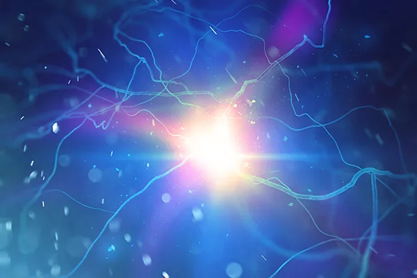 3D illustration of nerves glowing. Get pinealon peptide therapy from Balanced Medical Solutions in San Francisco Bay Area.